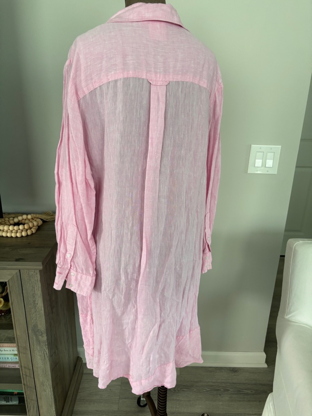 Light Pink Button-Front Ruffled Shirt Dress - Picture 4 of 6
